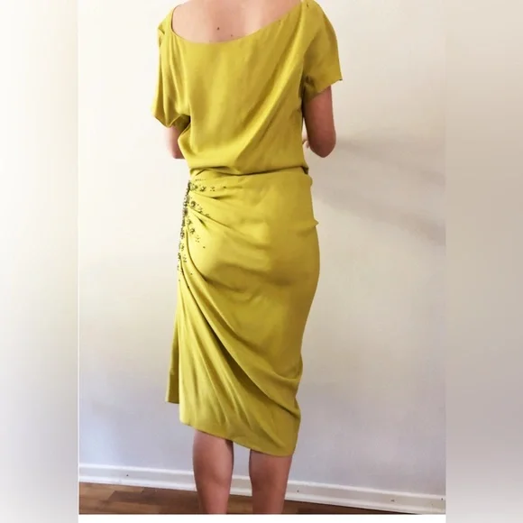 ***SOLD*** Christian Dior Galliano Fall 2007 Chartreuse Beaded Runway Dress - Picture 12 of 13